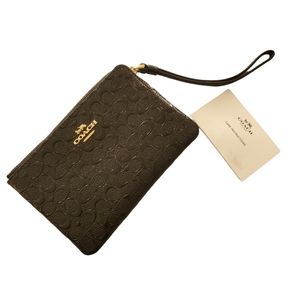 Coach Embossed Corner Zip Wristlet